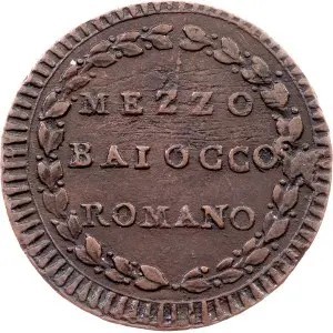 Реверс монеты Папская область, ½ байокко, 1786-1797