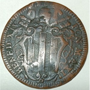 Аверс монеты Папская область, 1 байокко, 1752