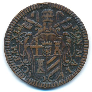 Аверс монеты Папская область, 1 байокко, 1758-1759