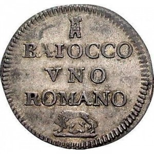 Реверс монеты Папская область, 1 байокко, 1758