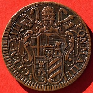 Аверс монеты Папская область, 1 байокко, 1760