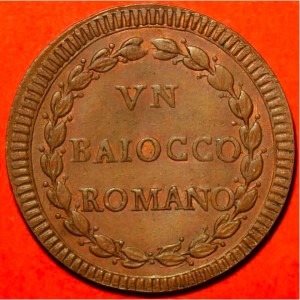Реверс монеты Папская область, 1 байокко, 1782-1794