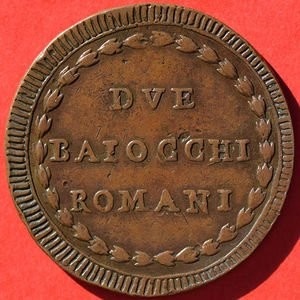 Реверс монеты Папская область, 2 байокко, 1797
