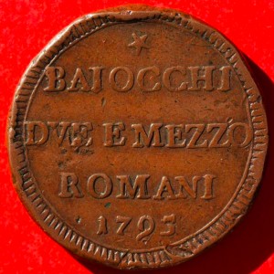 Реверс монеты Папская область, 2½ байокко, 1795