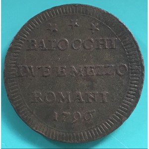 Реверс монеты Папская область, 2½ байокко, 1796