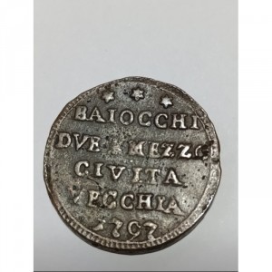 Реверс монеты Папская область, 2½ байокко, 1797