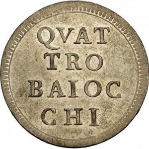 Реверс монеты Папская область, 4 байокко, 1771