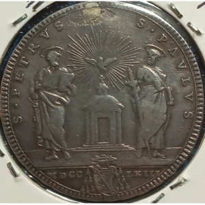 Реверс монеты Папская область, 1 тестоне, 1761-1767