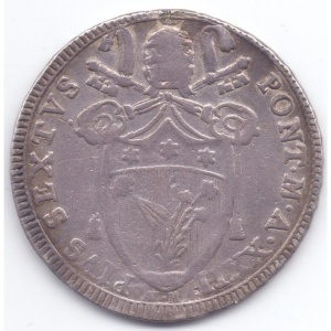 Аверс монеты Папская область, 1 тестоне, 1785-1796