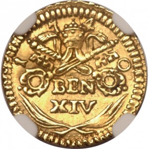 Аверс монеты Папская область, ½ скудо, 1740-1751