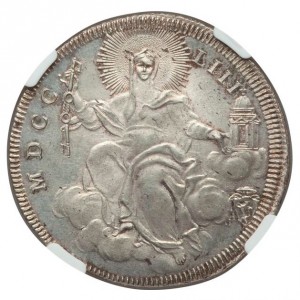 Реверс монеты Папская область, ½ скудо, 1753-1754