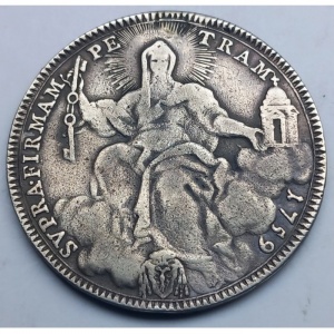 Реверс монеты Папская область, ½ скудо, 1759