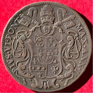 Аверс монеты Папская область, ½ скудо, 1775-1777