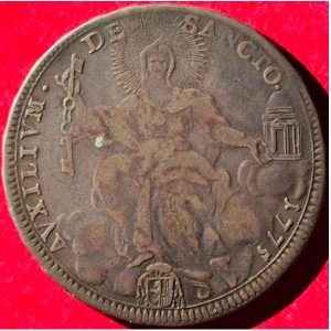Реверс монеты Папская область, ½ скудо, 1775-1777