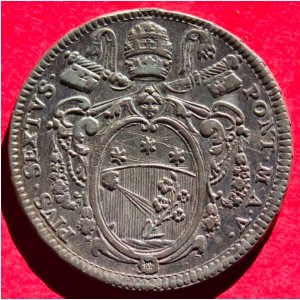 Аверс монеты Папская область, ½ скудо, 1778-1796