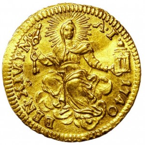 Реверс монеты Папская область, ½ цехина, 1740-1756