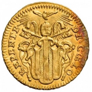 Аверс монеты Папская область, ½ цехина, 1750