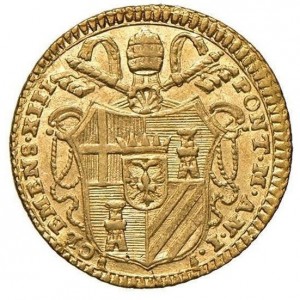 Аверс монеты Папская область, ½ цехина, 1758-1767