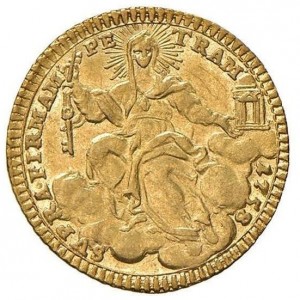 Реверс монеты Папская область, ½ цехина, 1758-1767