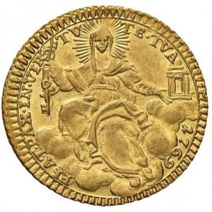 Реверс монеты Папская область, ½ цехина, 1769