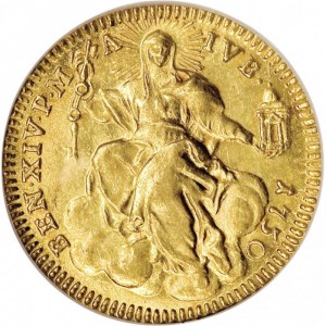 Реверс монеты Папская область, 1 цехин, 1750