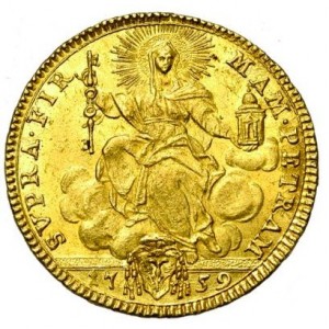 Реверс монеты Папская область, 2 цехина, 1759-1766