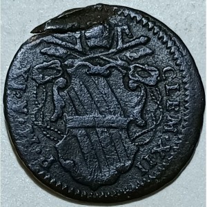 Аверс монеты Папская область, 1 кваттрино, 1738, Номинал в венке