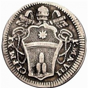 Аверс монеты Папская область, ½ гроссо, 1707, Надпись на реверсе: "DEDIT PAVPE RIBVS"