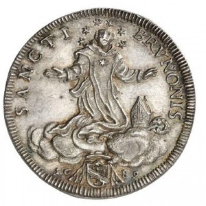 Реверс монеты Папская область, 1 джулио, 1689, Надпись на реверсе: "SANCTI BRVNONIS"