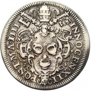 Аверс монеты Папская область, 1 джулио, 1694, Пушка на реверсе