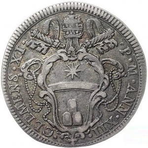 Аверс монеты Папская область, 1 джулио, 1712, Герб на аверсе