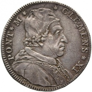 Аверс монеты Папская область, 1 джулио, 1712, Папа на аверсе
