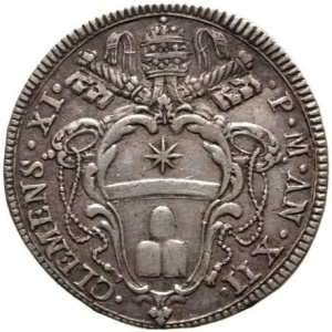 Реверс монеты Папская область, 1 джулио, 1712, Папа на аверсе