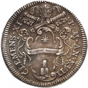 Аверс монеты Папская область, 1 джулио, 1717
