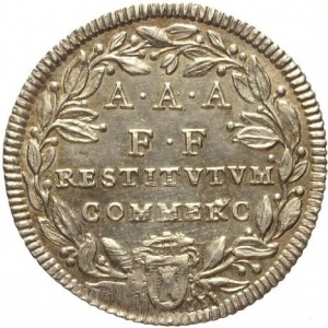 Реверс монеты Папская область, 1 джулио, 1734-1736, Герб на аверсе, надпись на реверсе: "VÆ VOBIS QVI SATVRATI ESTIS"…