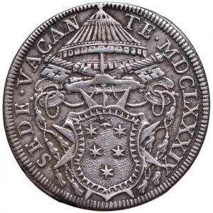 Аверс монеты Папская область, 1 тестоне, 1689, Вакантный престол
