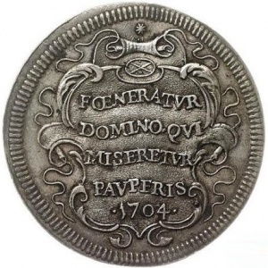 Реверс монеты Папская область, 1 тестоне, 1704