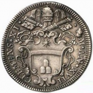 Аверс монеты Папская область, 1 тестоне, 1717