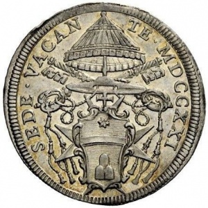 Аверс монеты Папская область, 1 тестоне, 1721, Sede Vacante