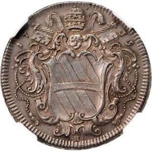 Реверс монеты Папская область, 1 тестоне, 1735, Папа на аверсе, только дата на реверсе