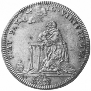 Реверс монеты Папская область, ½ пиастра, 1696