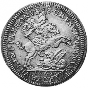 Реверс монеты Папская область, ½ пиастра, 1702-1704