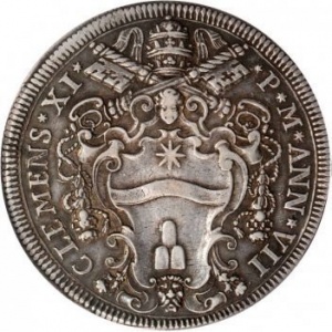 Аверс монеты Папская область, ½ пиастра, 1707