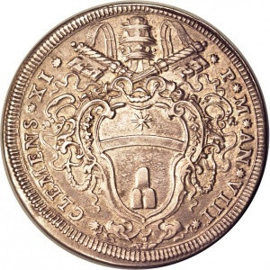 Аверс монеты Папская область, ½ пиастра, 1708-1709