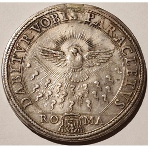 Аверс монеты Папская область, 1 пиастр, 1676, Вакантный престол