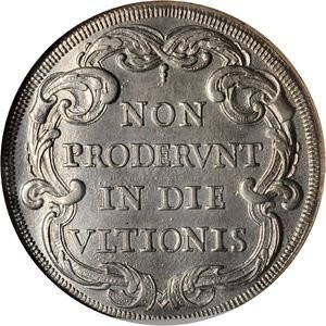Реверс монеты Папская область, 1 пиастр, 1682, Надпись в картуше без Серафима вверху