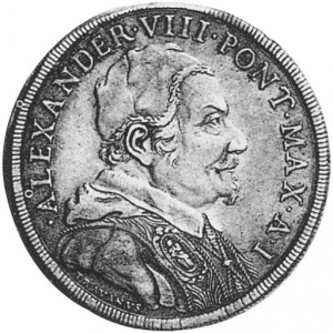 Аверс монеты Папская область, 1 пиастр, 1689, Святой Петр и Святой Павел на реверсе