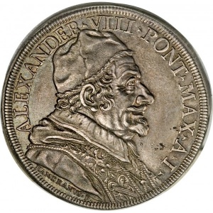 Аверс монеты Папская область, 1 пиастр, 1690-1691
