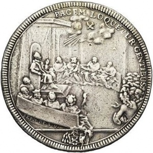 Реверс монеты Папская область, 1 пиастр, 1696, Монета без даты