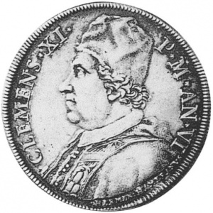 Аверс монеты Папская область, 1 пиастр, 1706